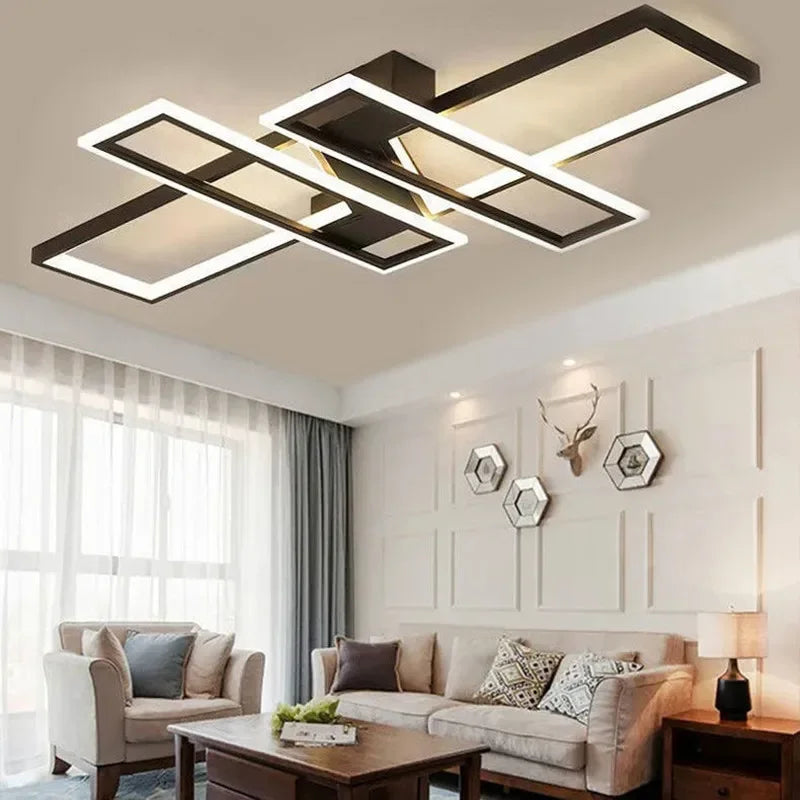 White Minimalist Ceiling Light 110x70cm Gold