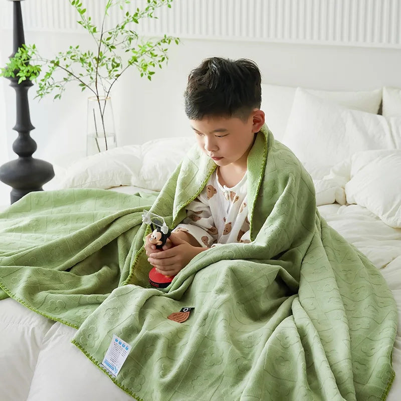 DecorBites™ Jacquard Milk Velvet Air Conditioning Blanket | All Seasons Warmth & Travel Shawl
