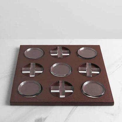 DecorBites™ Geometric Checkerboard Grid Leather Chess Transparent Chessboard Home Decor Figurines