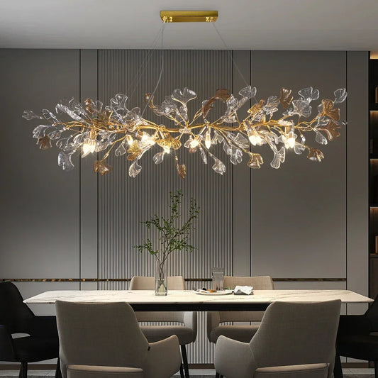 DecorBites™ Crystal Leaf Branch Chandelier - Elegant Lighting Fixture for Bedroom, Living Room, Dining Room