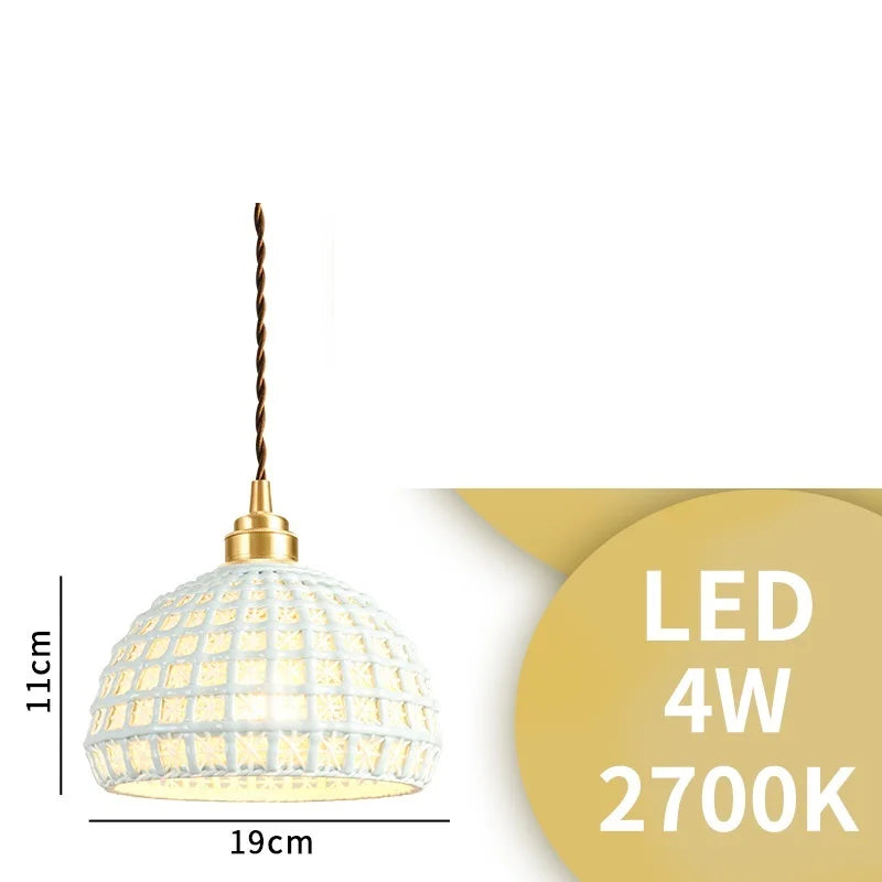 DecorBites™ Ceramic LED Pendant Lights: Modern Copper Hanging Lamp for Home Indoor Lighting