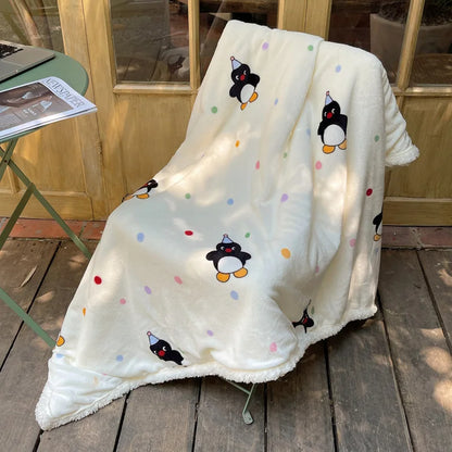 DecorBites™ Lamb Nap Cartoon Coral Velvet Blanket: Super Soft, Thick, and Cute for Winter