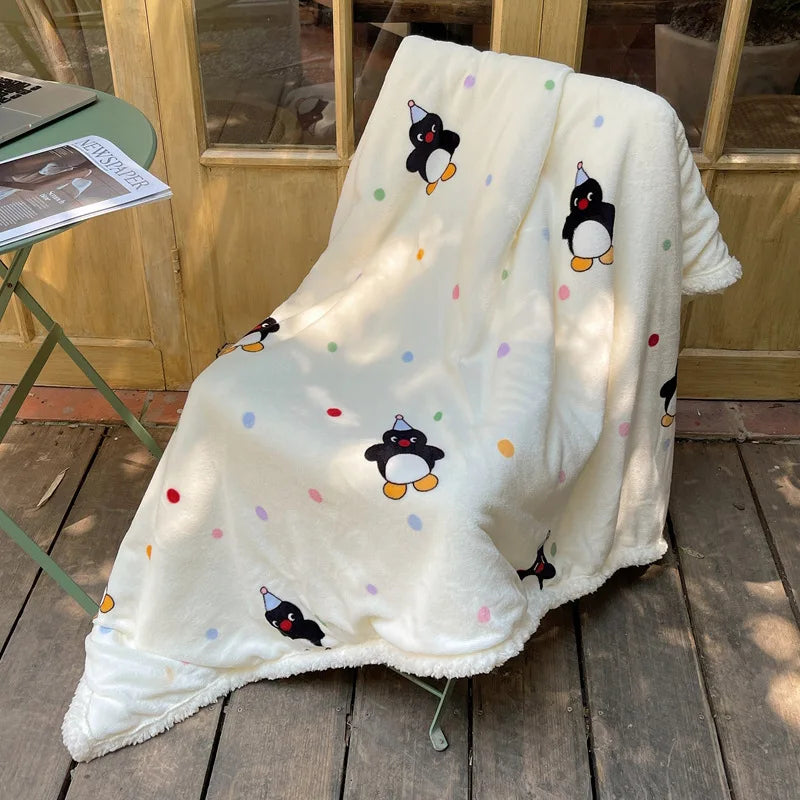 Coral Velvet Cartoon Blanket