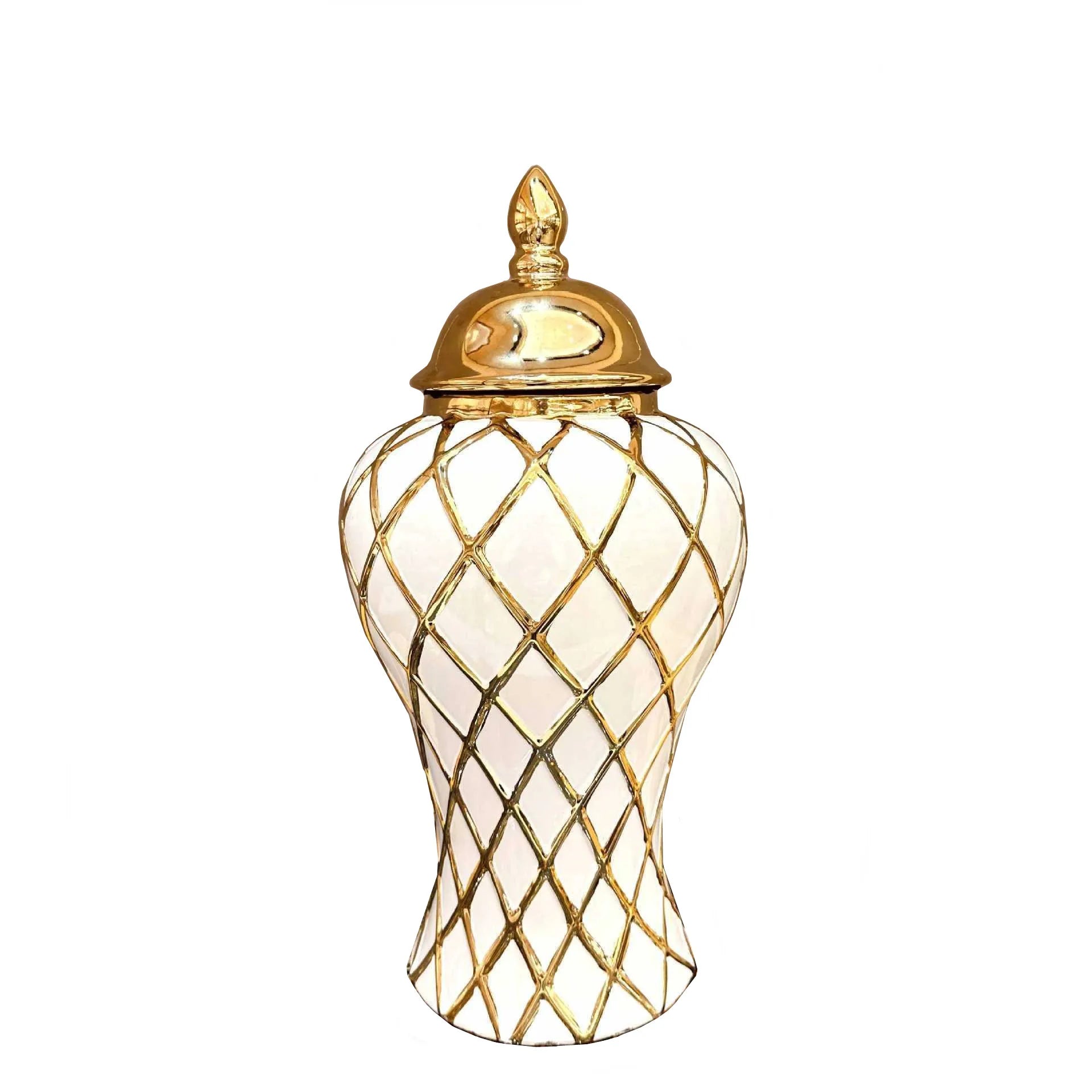 Gold Diamond Porcelain Jar