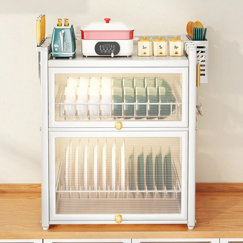 DecorBites™ Double-layer Kitchen Dish Drying Rack with Chopstick Cage and Tableware Basket