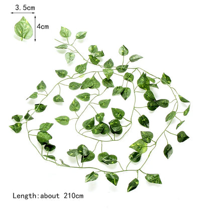 DecorBites™ Ivy Green Fake Leaves Garland Vine Wall Decoration Artificial Plants
