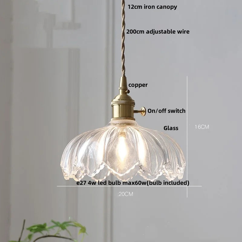 DecorBites™ Green Glass Walnut Wood LED Pendant Light, Nordic Modern Hanging Lamp