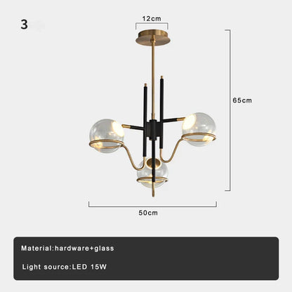 DecorBites™ Gray Glass Ceiling Chandelier Light Luxury Modern Room Decor LightS