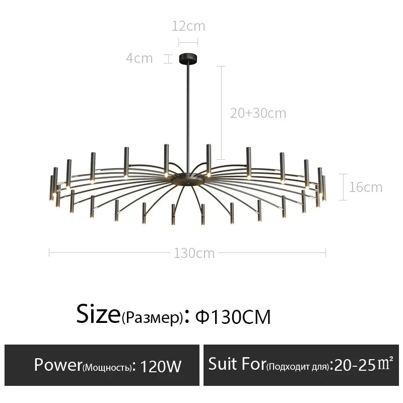 Nordic LED Ceiling Light Gold 24-Head D130cm