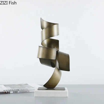 DecorBites™ Irregular Crimp Metal Ornaments: Creative Twist Sculpture Artwork for Aesthetic Room Decor