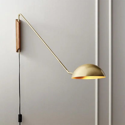 DecorBites™ Adjustable Metal Wood Wall Lamp LED E27 Swing Arm Sconces for Living Room