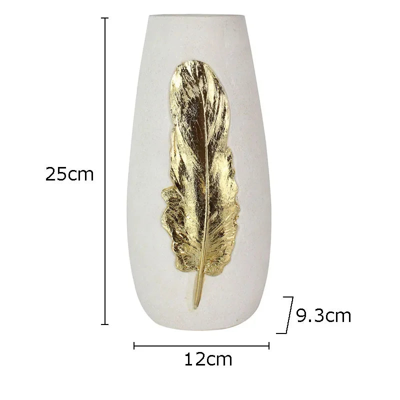 Gold Feather Vase Set