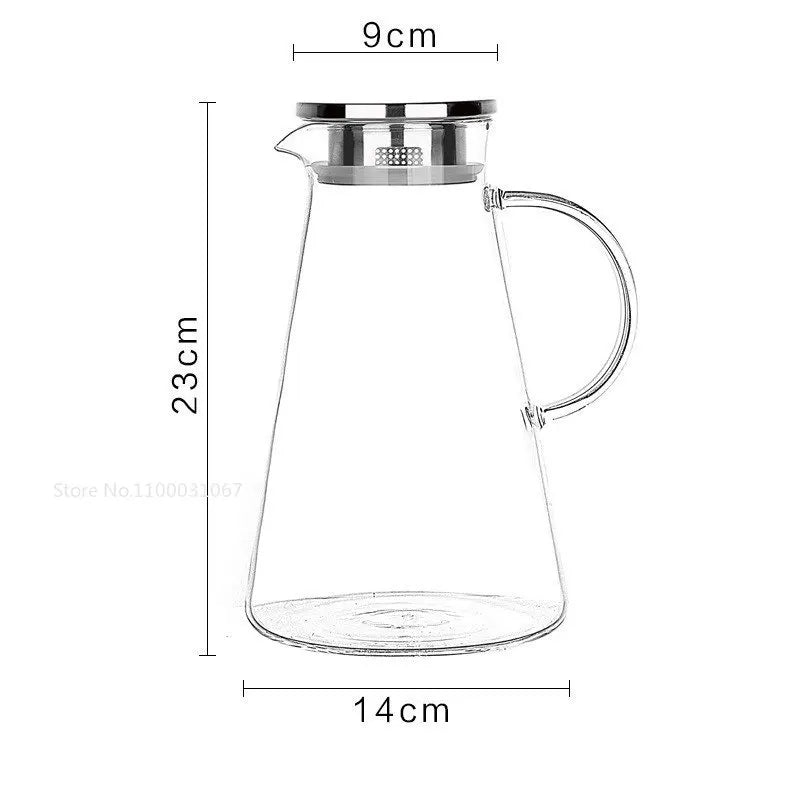 DecorBites™ Glass Pitcher - Large Heat-Resistant Borosilicate Jug with Stainless Steel Lid