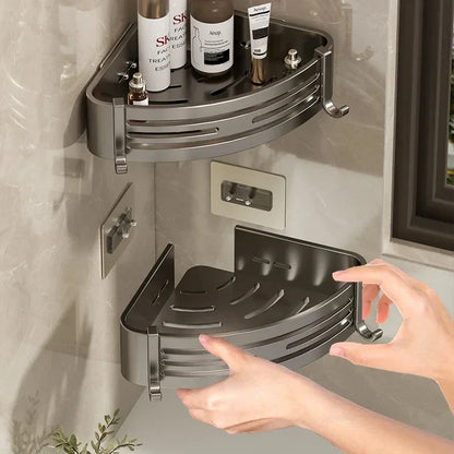 DecorBites™ Corner Shelf Organizer: Wall Mounted Storage Rack for Bathroom and Kitchen