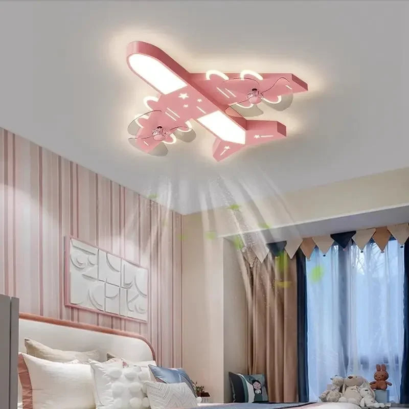 DecorBites™ Kids Room Airplane Ceiling Fan Light Fixture