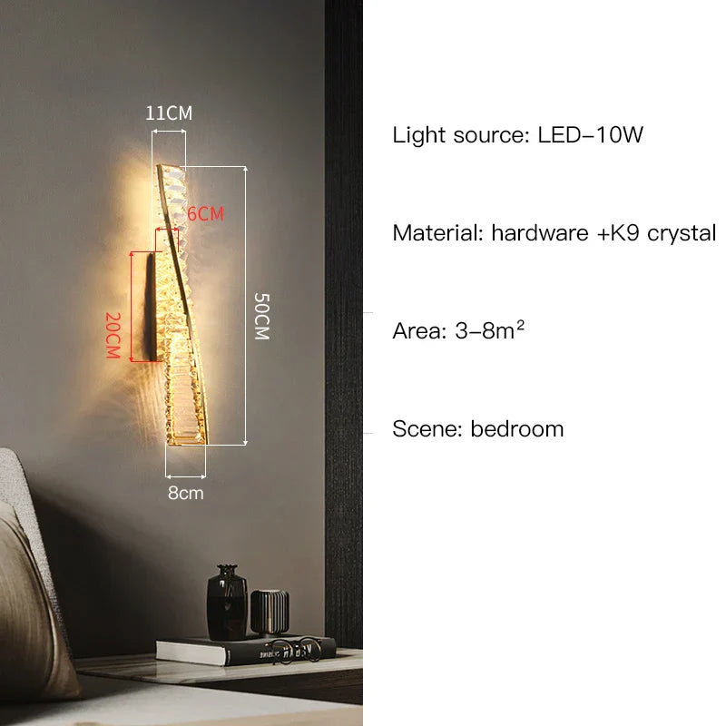 DecorBites™ Crystal Wall Sconce for Bedroom & Living Room Decor