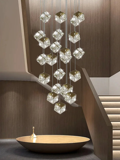 DecorBites™ Crystal Modern Chandelier for Living Room Luxury Loft LED Lighting Staircase Chandelier