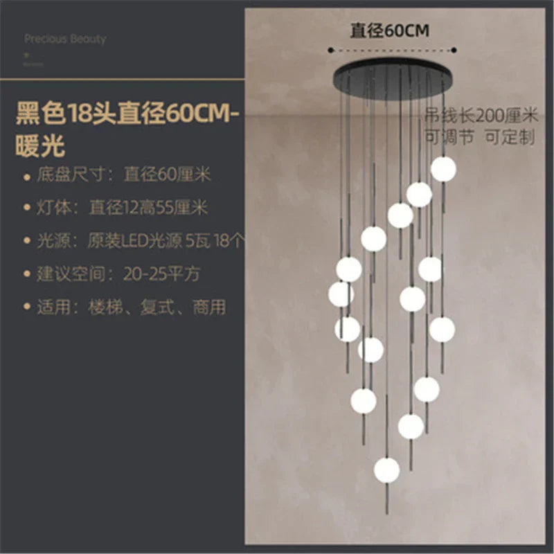 DecorBites™ Glass Ball LED Ceiling Chandelier for Home Decor and Lighting