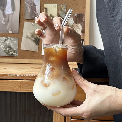 DecorBites™ Glass Cafe Coffee Cup Water Cup Iced Latte Americano Juice Glass