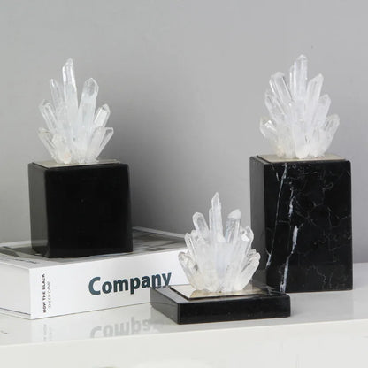 DecorBites™ Agate Stone Crystal Sculpture Gold-plated Marble Ornament for Living Room Desk