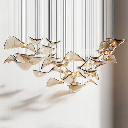 Nordic Lotus Leaf Art Glass Pendant Light