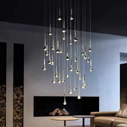 DecorBites™ LED Studio Rain Staircase Chandelier: Nordic Indoor Lighting, Creative Design for Bar Island