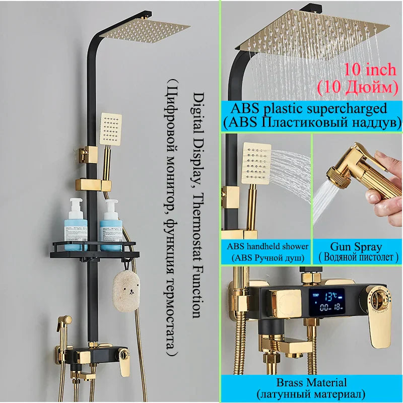 DecorBites™ Digital Thermostatic Shower Faucet Set with Bidet Sprayer