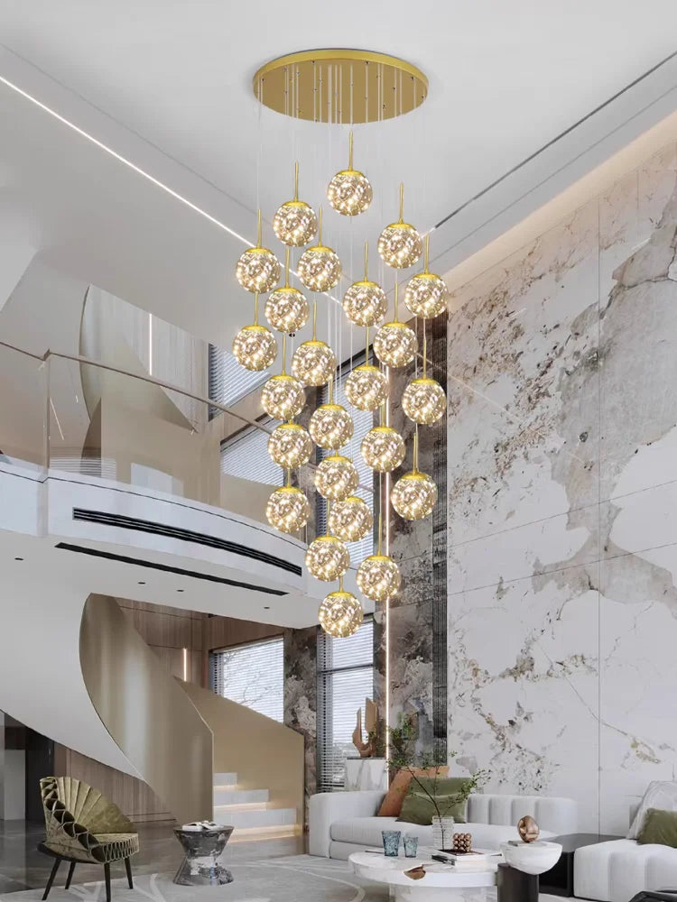 Modern Glass Bubble Staircase Pendant Chandelier