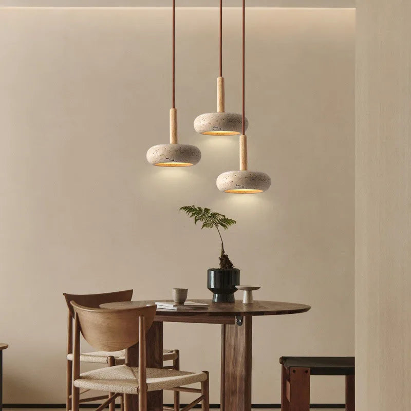 Wabi-Sabi Yellow Travertine Stone Pendant Light