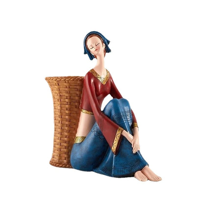 DecorBites™ Cute Girls Storage Tray Resin Ornaments, Home Decor Crafts & Office Desk Figurines