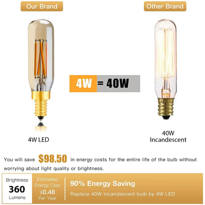 DecorBites™ Gold Tint Tubular LED Bulb E12 E14 Candelabra Dimmable 4W T25 T6