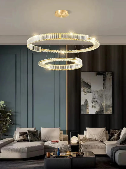DecorBites™ Crystal Gold Ring LED Chandelier for Minimalist Luxury Home Decor
