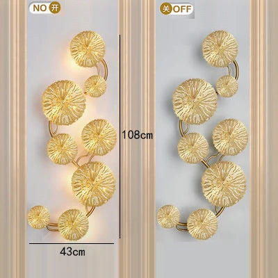 Gold Copper Floral 6-Head Dining Wall Sconce