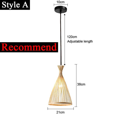 Japanese Bamboo Woven Pendant Light in Natural Finish