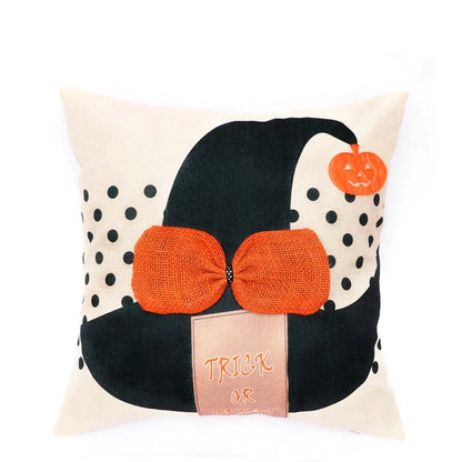 DecorBites™ Halloween Wizard Hat Spider Embroidered Throw Pillow Cover