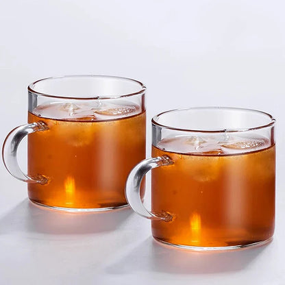 DecorBites™ Glass Handle Coffee Cup Set, Cold & Low Temp Resistant, Transparent Tea Cups
