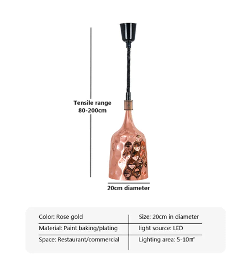 DecorBites™ Electric Food Heat Lamp: Telescopic Pendant Light for Restaurant's Kitchen Fixtures