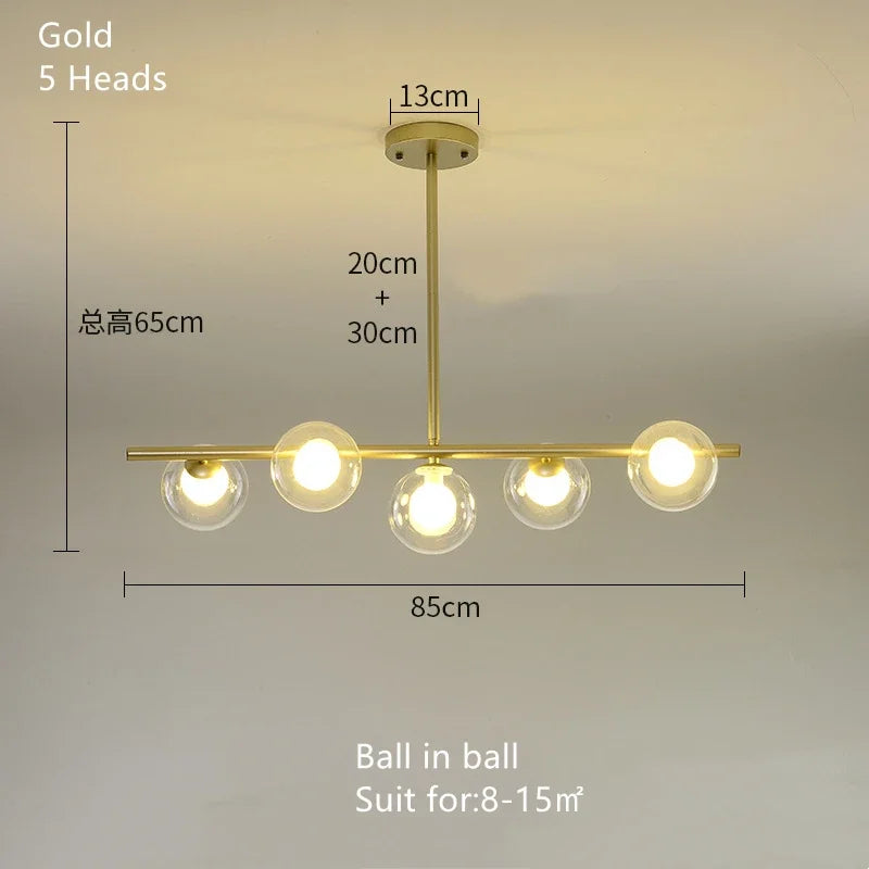 DecorBites™ Glass Ball Pendant Chandeliers - Modern LED Hanging Lights for Home Decor