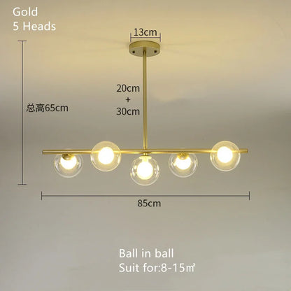 DecorBites™ Glass Ball Pendant Chandeliers - Modern LED Hanging Lights for Home Decor