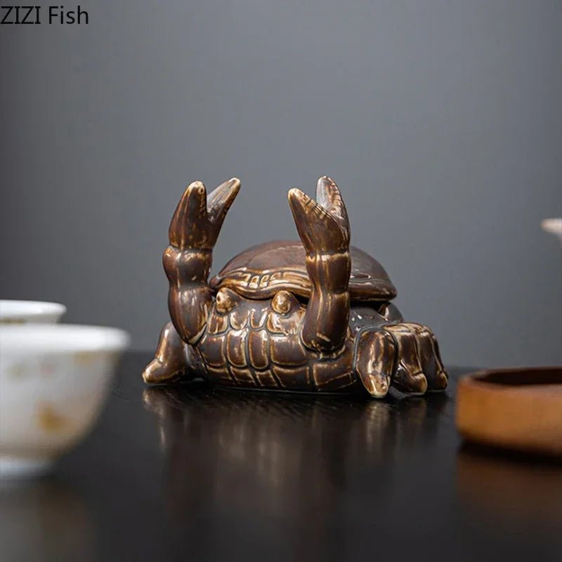 DecorBites™ Crab Ceramic Ashtray & Phone Holder: Stylish Desk Decor & Smoking Accessories Gift