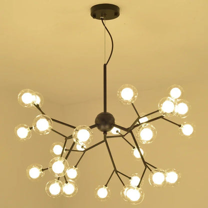 DecorBites™ Heracleum Firefly Glass Round Ball Chandelier - Luxury Staircase Dining Room Lighting