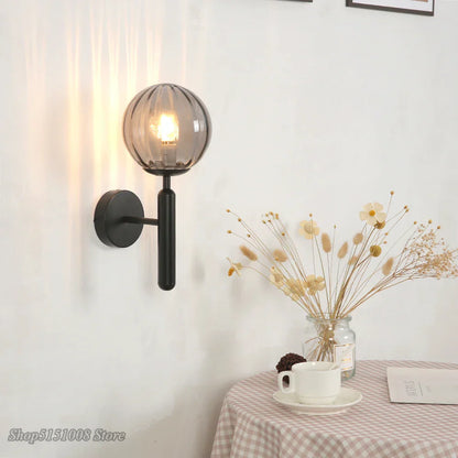 DecorBites™ Glass Ball LED Wall Lamp Modern Bedroom Beside Light Fixture