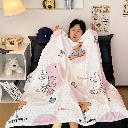DecorBites™ Double-Sided Thin Velvet Printed Blanket for Adults - Spring Autumn Bedding & Sofa Decor