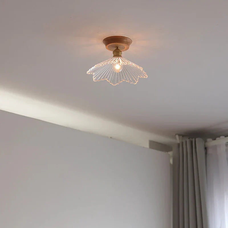 DecorBites™ Glass Wood LED Ceiling Lamp for Home Lighting and Decoration