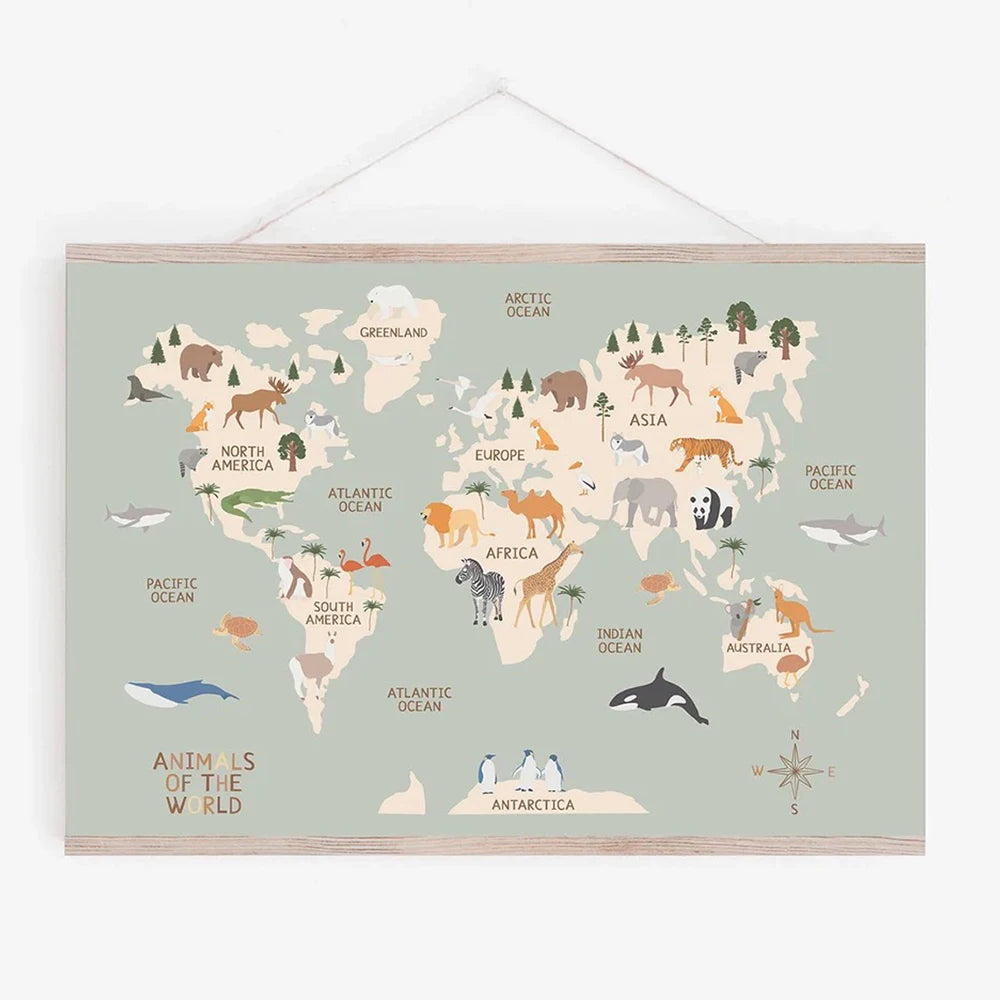 World Map Canvas Wall Art
