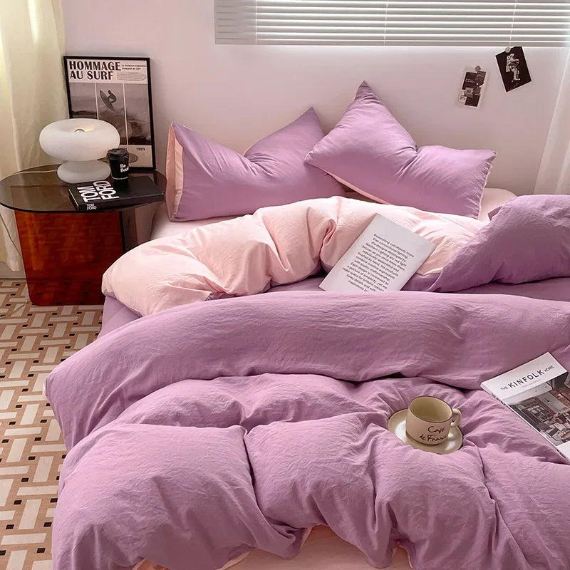 DecorBites™ Cotton Bedding Set: Soft Duvet Sheets, Pillowcases, Comforter Set - All Seasons Comfort