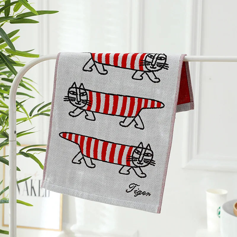 Cat Print Face Towels