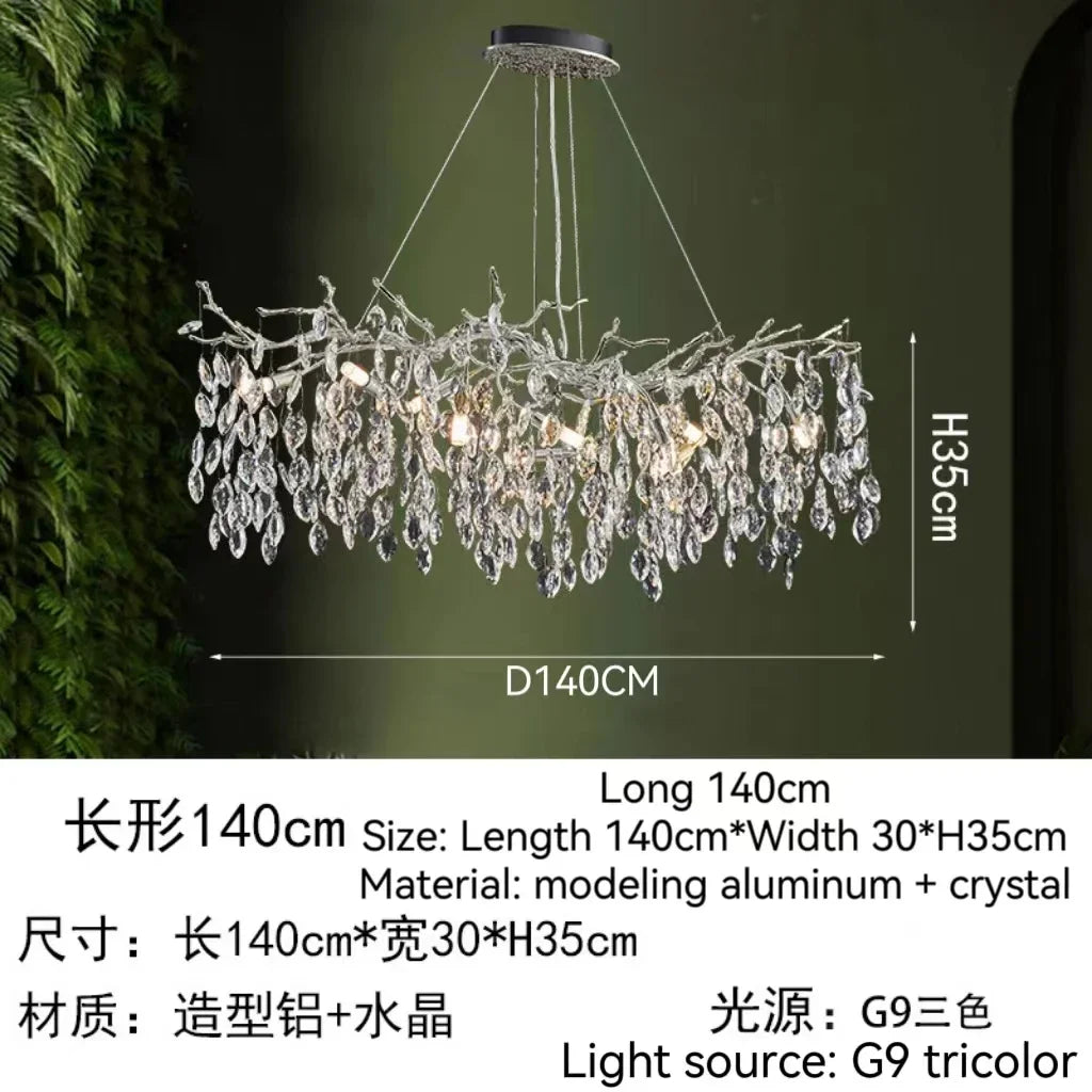 Gold Crystal Tree Chandelier 9-Light Aluminum