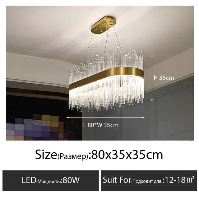 DecorBites™ Crystal LED Chandelier: Luxury Dimmable Pendant Light for Bedroom, Living, Dining Room
