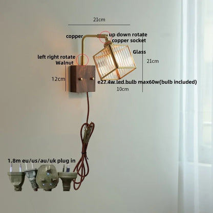 DecorBites™ Brass LED Wall Lights Modern Stair Light Fixture Blue Glass Bedside Lamp